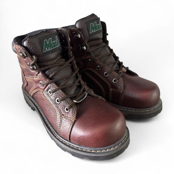 Mack Gorman Steel Toe Work Boots Men’s 8 Brown Leather Oil Resistant Durable - Picture 2 of 14